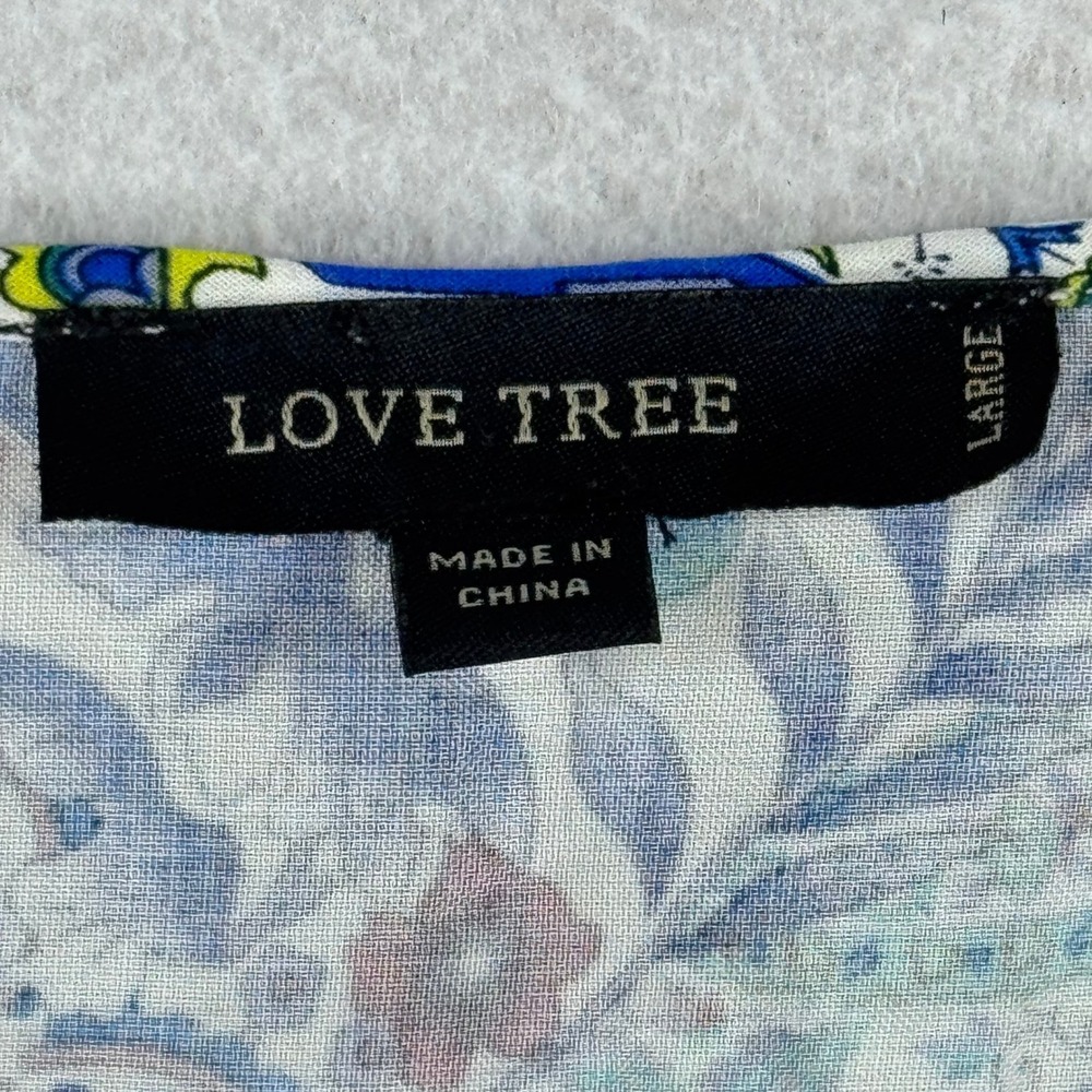 Love Tree Boho Patchwork Paisley Romper Blue Red V-Neck‎ Large - Picture 3 of 9